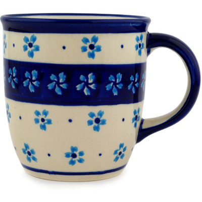 Polish Pottery Mug 12 oz Blue Forget-me-nots