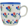 Polish Pottery Mug 12 oz Dancing Flowers UNIKAT
