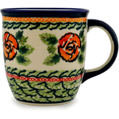 Polish Pottery Mug 12 oz Holly Rose UNIKAT