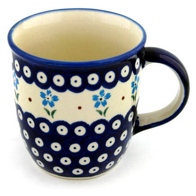 Polish Pottery Mug 12 oz Sky Blue Daisy