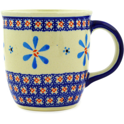 Polish Pottery Mug 12 oz Spinning Daisies
