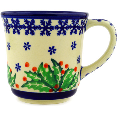 Polish Pottery Mug 14 oz Holly Berries
