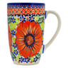 Polish Pottery Mug 14 oz Orange Zinnia