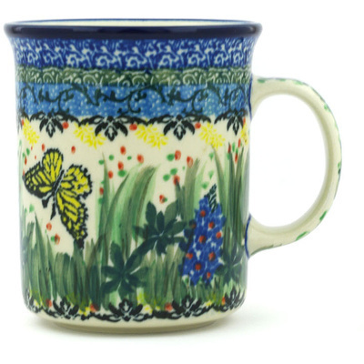 Polish Pottery Mug 15 oz Bluebonnet Garden UNIKAT