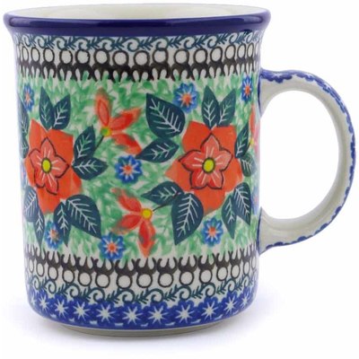 Polish Pottery Mug 15 oz Chinoiserie Chic UNIKAT