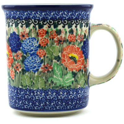 Polish Pottery Mug 15 oz Fancy Bouquet UNIKAT