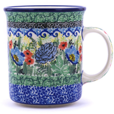 Polish Pottery Mug 15 oz Joyful Blue UNIKAT