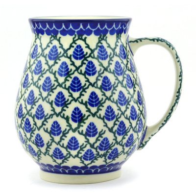 Polish Pottery Mug 17 oz Aspen Leaf Trellis