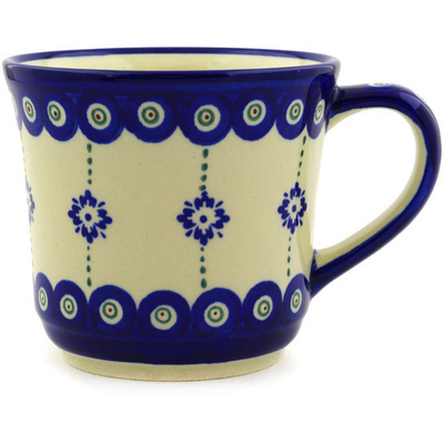 Polish Pottery Mug 17 oz Blue Boutonniere