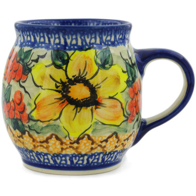 Polish Pottery Mug 17 oz Colorful Bouquet UNIKAT