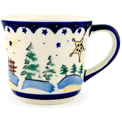 Polish Pottery Mug 17 oz Winter Wonderland