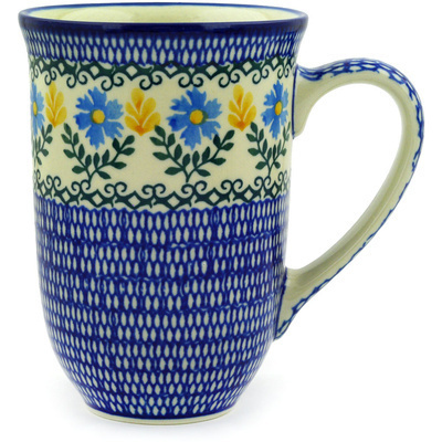 Polish Pottery Mug 19 oz Blue Daisy