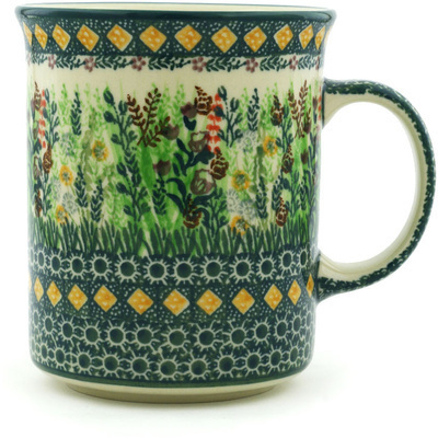 Polish Pottery Mug 20 oz Evergreen Field UNIKAT
