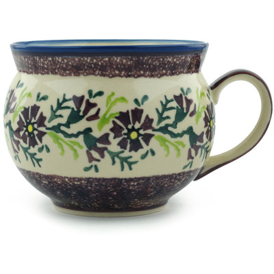 Polish Pottery Mug 24 oz Sweet Purple Floral