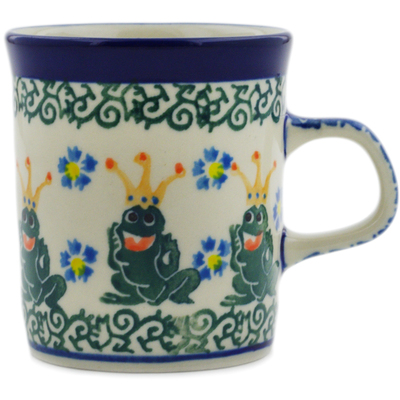 Polish Pottery Mug 5 oz Frog Prince UNIKAT