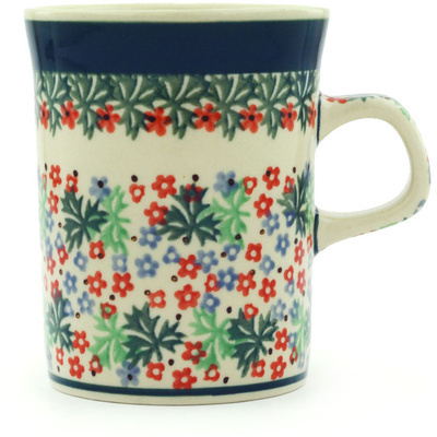 Polish Pottery Mug 8 oz Christmas Flowers
