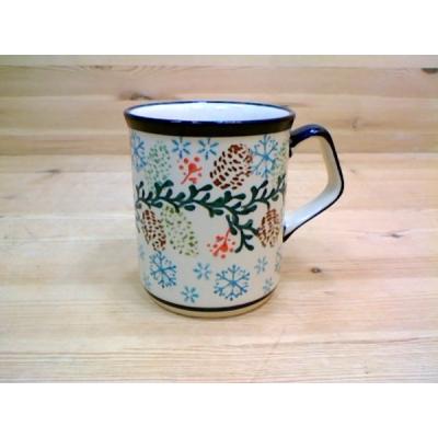Polish Pottery Mug 8 oz Falling Snowflakes