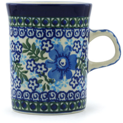 Polish Pottery Mug 8 oz Garden Blues UNIKAT