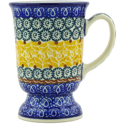 Polish Pottery Mug 8 oz Golden Trellace UNIKAT
