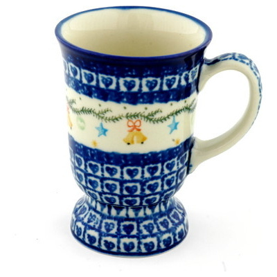 Polish Pottery Mug 8 oz Jingle Bells
