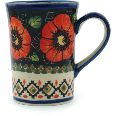 Polish Pottery Mug 8 oz Poppy Passion UNIKAT