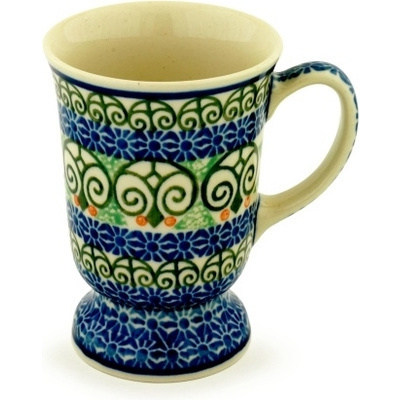 Polish Pottery Mug 8 oz Scroll Window