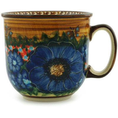 Polish Pottery Mug 9 oz Tropical Wildflowers UNIKAT