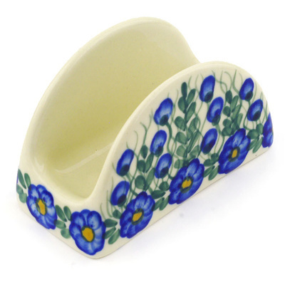 Polish Pottery Napkin Holder 3&quot; Blue Velvet Gardens