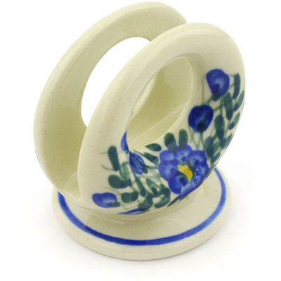 Polish Pottery Napkin Holder 3&quot; Blue Velvet Gardens
