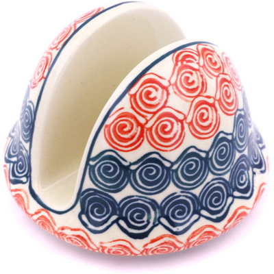 Polish Pottery Napkin Holder 4&quot; Rose Tips