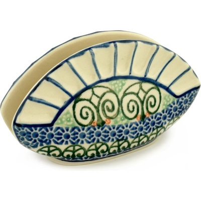 Polish Pottery Napkin Holder 5&quot; Scroll Window