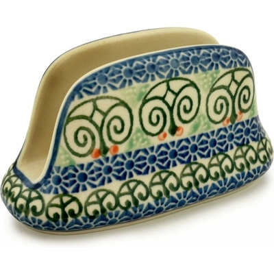Polish Pottery Napkin Holder 6&quot; Scroll Window