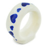 Polish Pottery Napkin Ring 2&quot; Blue Valentine Hearts