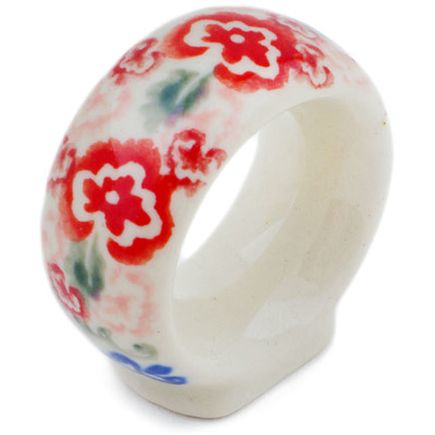 Polish Pottery Napkin Ring 2&quot; Fluctuating Pansy&#039;s