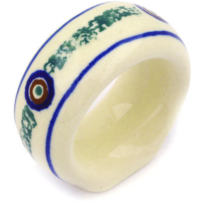 Polish Pottery Napkin Ring 2&quot; Polka Dot Sprinkle