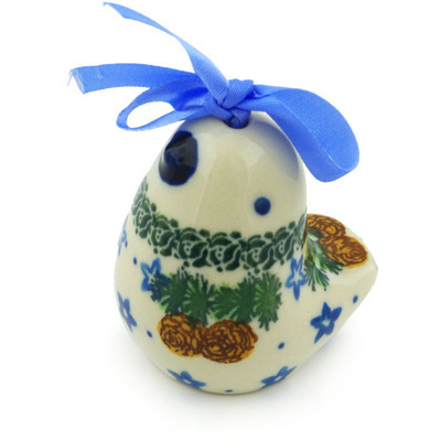 Polish Pottery Ornament Bird Bell 2&quot;