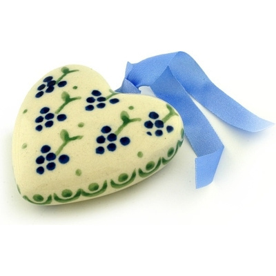 Polish Pottery Ornament Heart 3&quot; Hopper