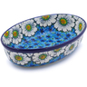Polish Pottery Oval Baker 9&quot; Pansies And Daisies UNIKAT