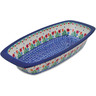 Polish Pottery Oval Baker with Handles 14&quot; Babcia&#039;s Garden