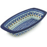 Polish Pottery Oval Baker with Handles 14&quot; Blue Ice