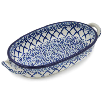 Polish Pottery Oval Baker with Handles 8-inch Chantilly