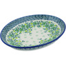 Polish Pottery Oval Bowl 10&quot; Evergreen Wreath