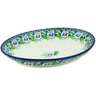 Polish Pottery Oval Bowl 10&quot; Green Flora