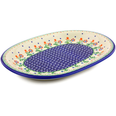 Polish Pottery Oval Platter 11&quot; Spring Flowers