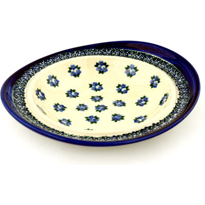Polish Pottery Pasta Bowl 11&quot; Forget Me Not Dots