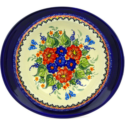 Polish Pottery Pasta Bowl 11&quot; Spring Splendor UNIKAT