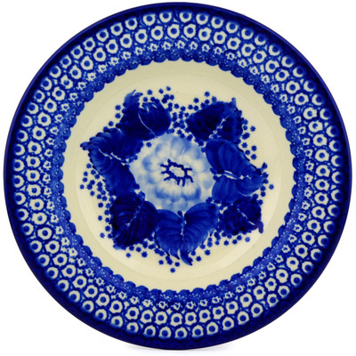 Polish Pottery Pasta Bowl 9&quot; Blue Chintz UNIKAT