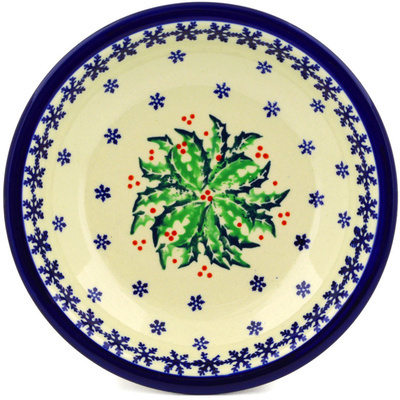 Polish Pottery Pasta Bowl 9&quot; Holly Berries