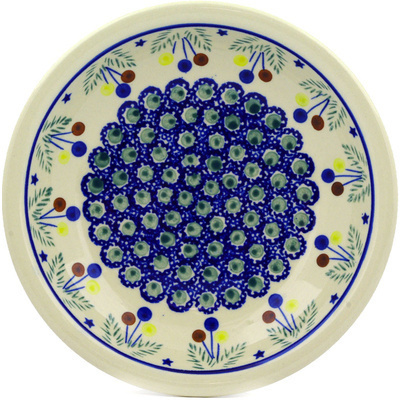 Polish Pottery Pasta Bowl 9&quot; Stars And Holly Berries