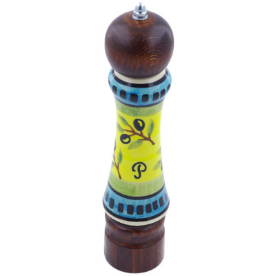 Polish Pottery Pepper Grinder 8&quot; Olive Grove